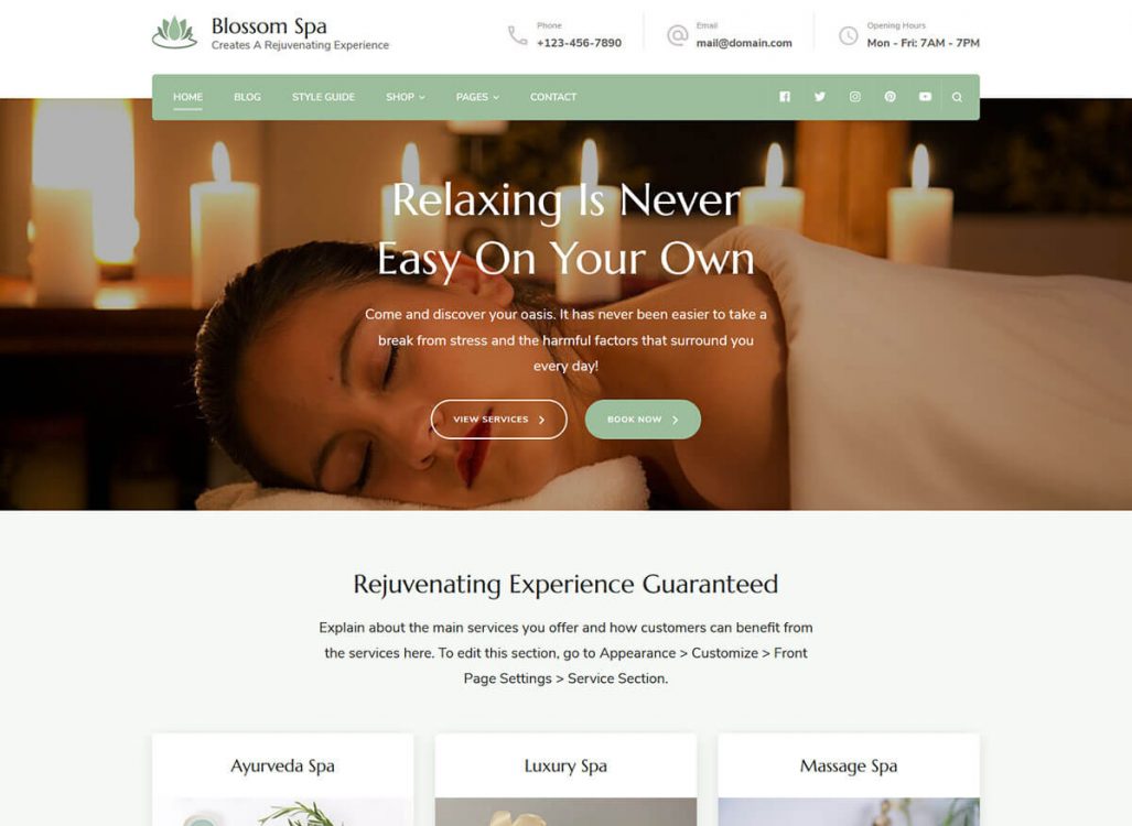 Blossom Spa Free wordpress theme overview