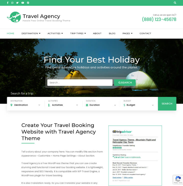 Travel Agency Free Online Travel Booking Theme