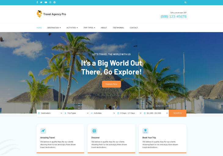 Travel Agency Pro holidays template