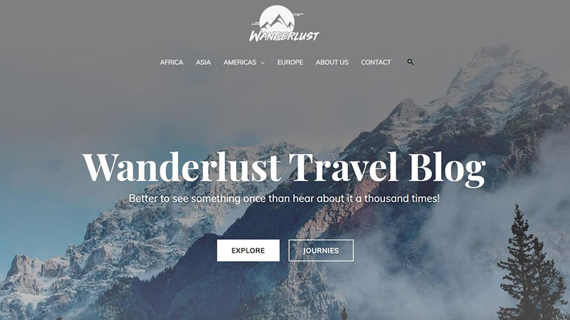 Astra travel blog WordPress theme