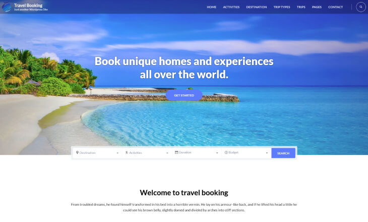 Travel Booking Free WordPress Theme