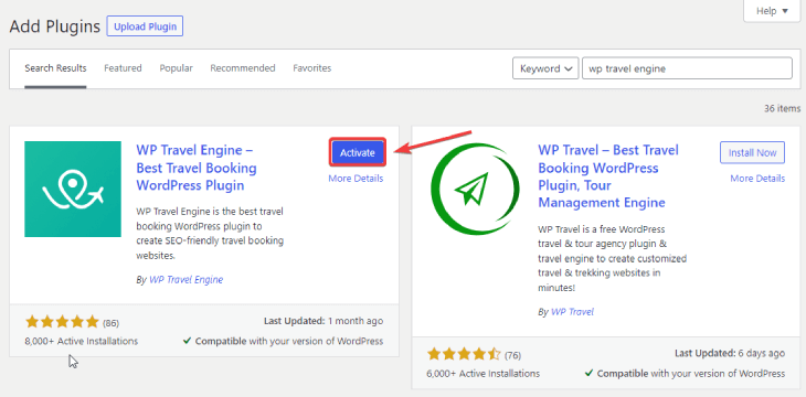 Activate WP Travel Engine