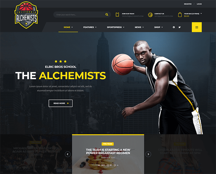 Alchemists Sports Club and News WordPress Theme
