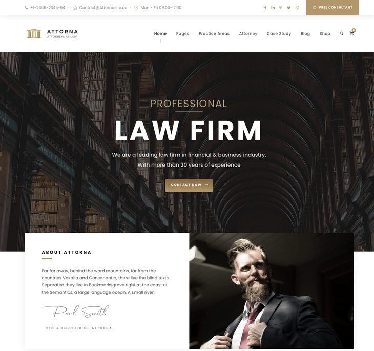 Attorna Lawyer Attorney WordPress Theme