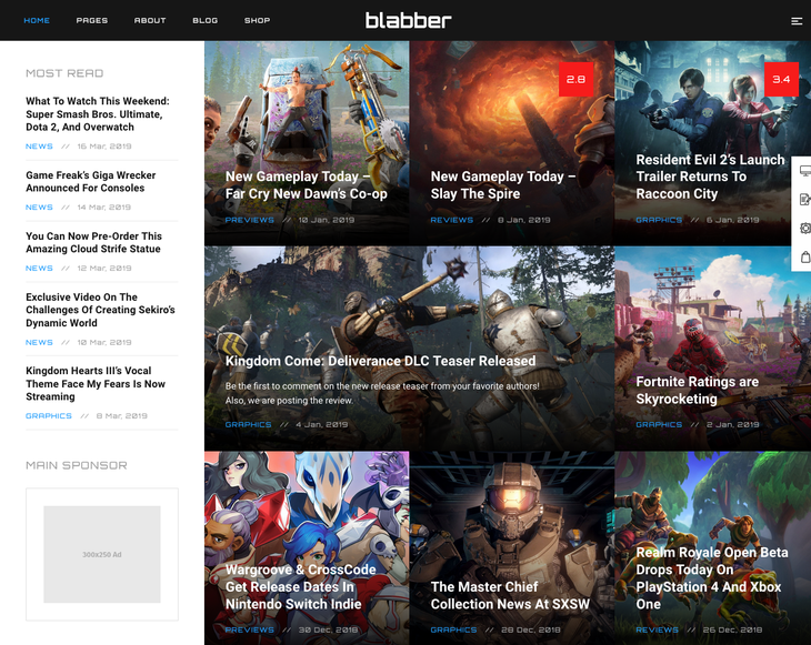 Blabber Gaming WordPress Theme