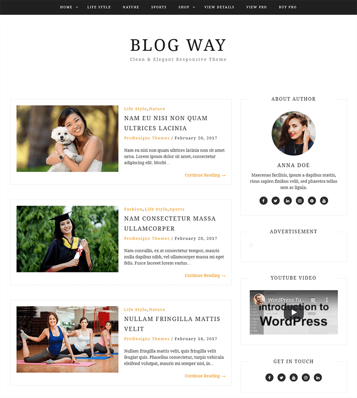 Blog Way Free WordPress Theme