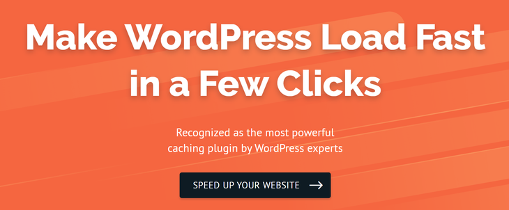 Displaying the homepage of the WP Rocket WordPress plugin