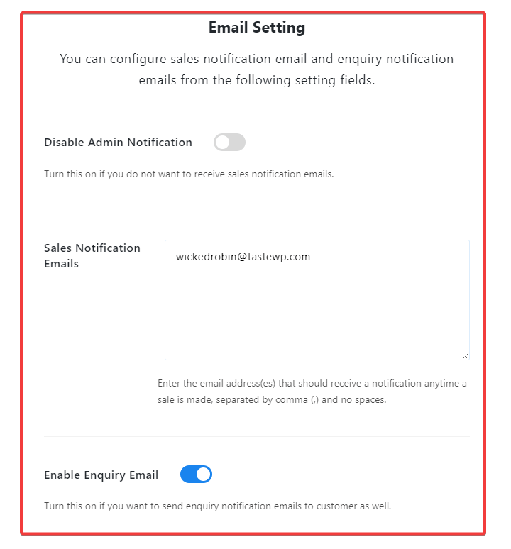 Email Setting in WP Travel Engine