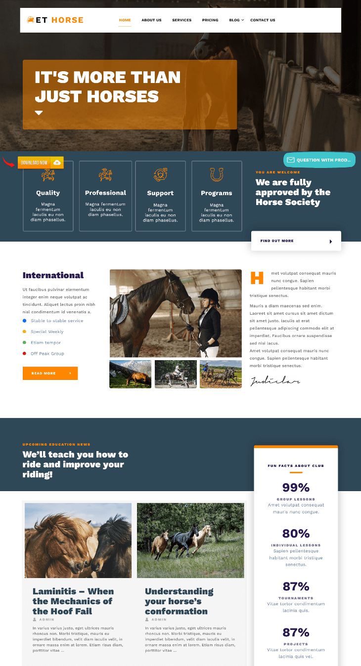 ET Horse WordPress Theme