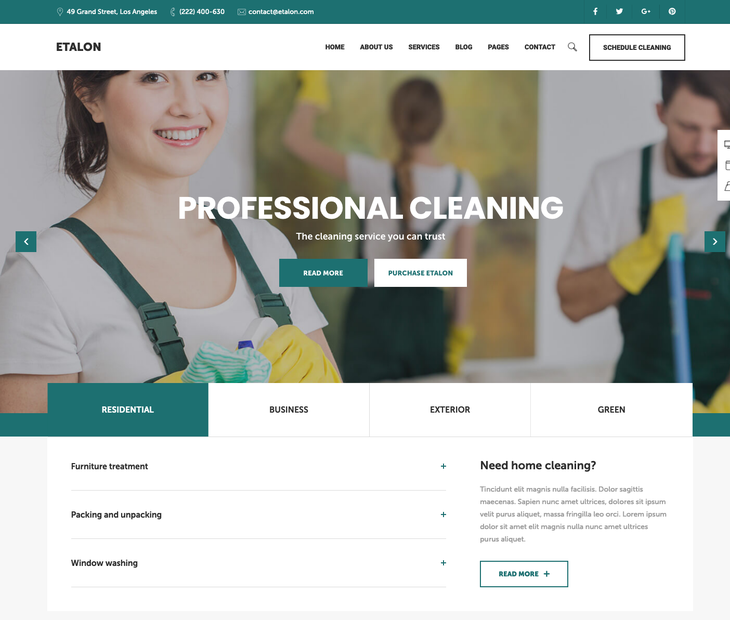 Etalon Cleaning Service WordPress Theme