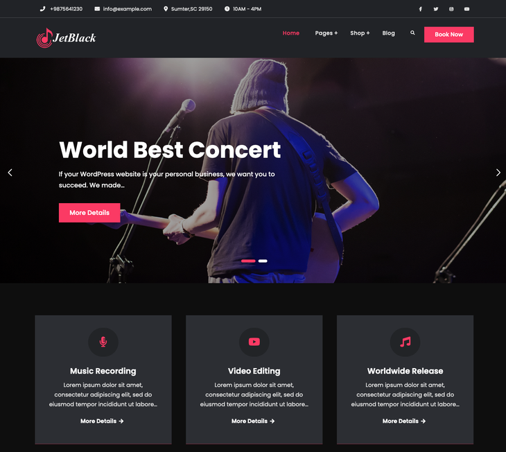 Jetblack Music Free WordPress Theme
