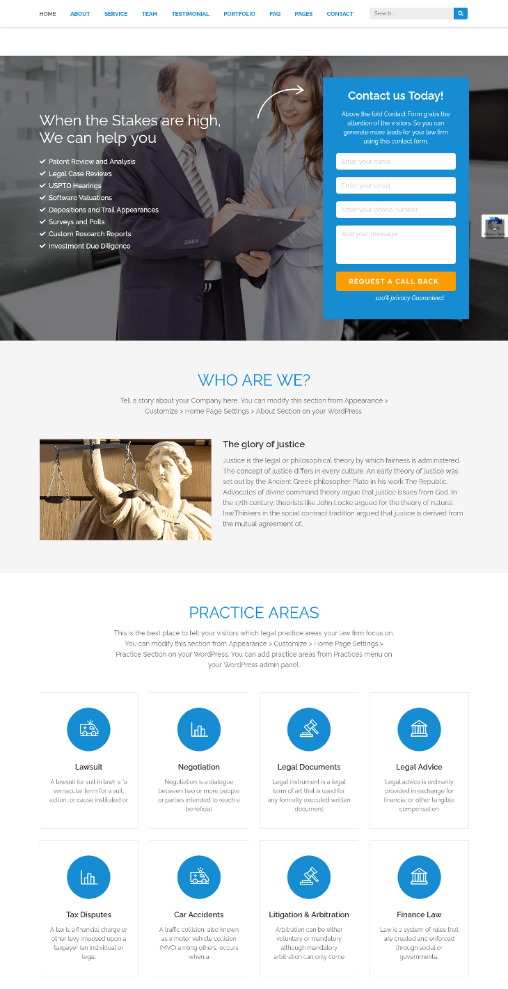 Lawyer Landing Page Pro WordPress Theme