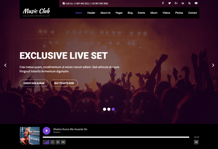 Music Club WordPress site