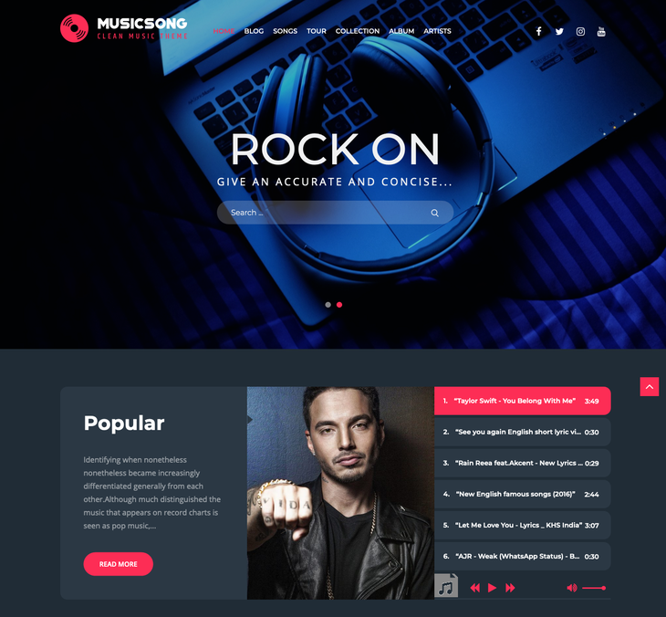 MusicSong WordPress Music Theme