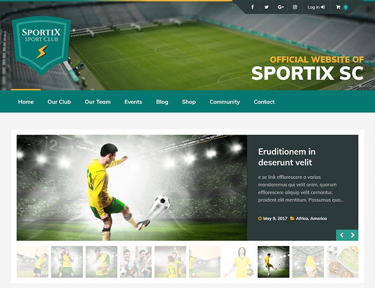 Sportix WordPress Theme for Sport Clubs