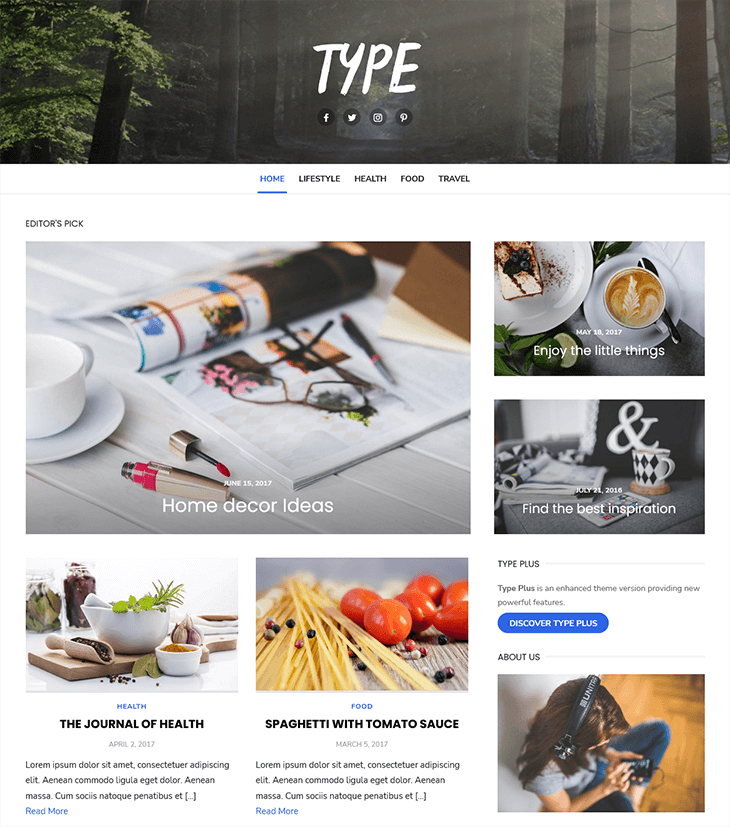 Type Free WordPress Theme
