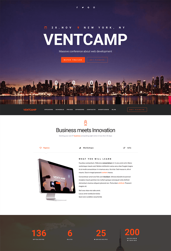 Ventcamp Event and Conference WordPress Theme